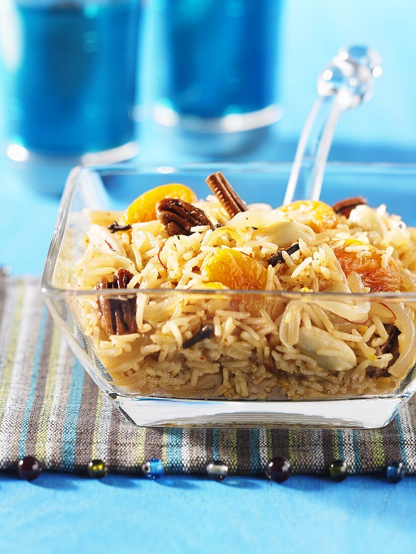 Pulao (Indian rice) with fruit and nuts