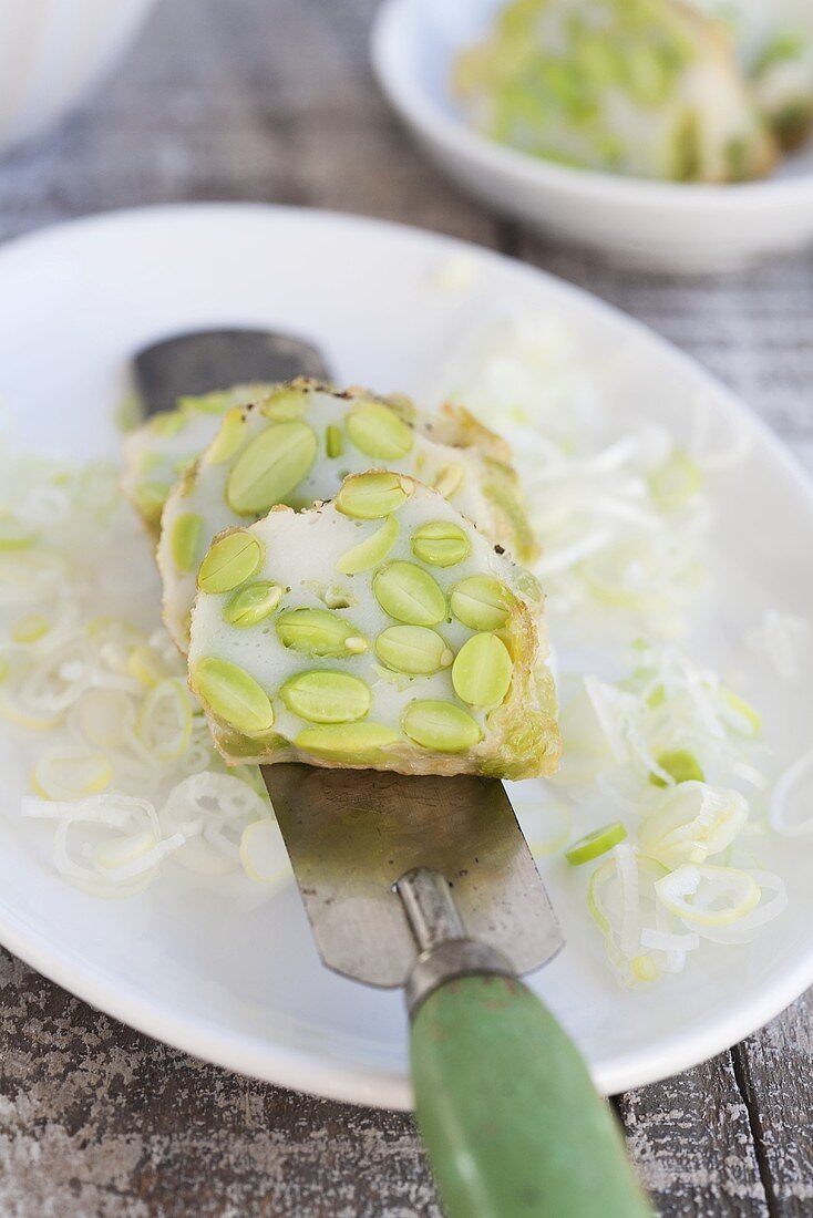 Fish and soya bean terrine, sliced