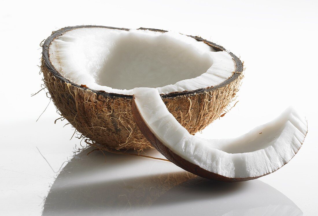 Split coconuts, close-up