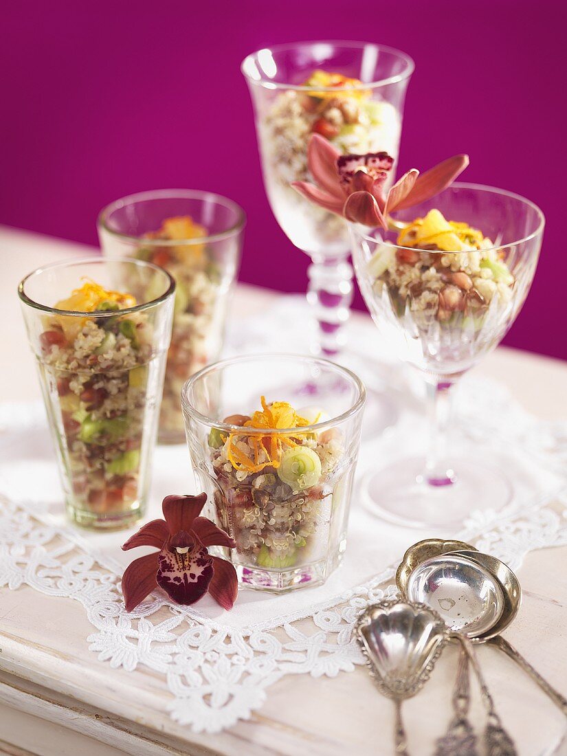 Oriental rice salad with pistachios and mint