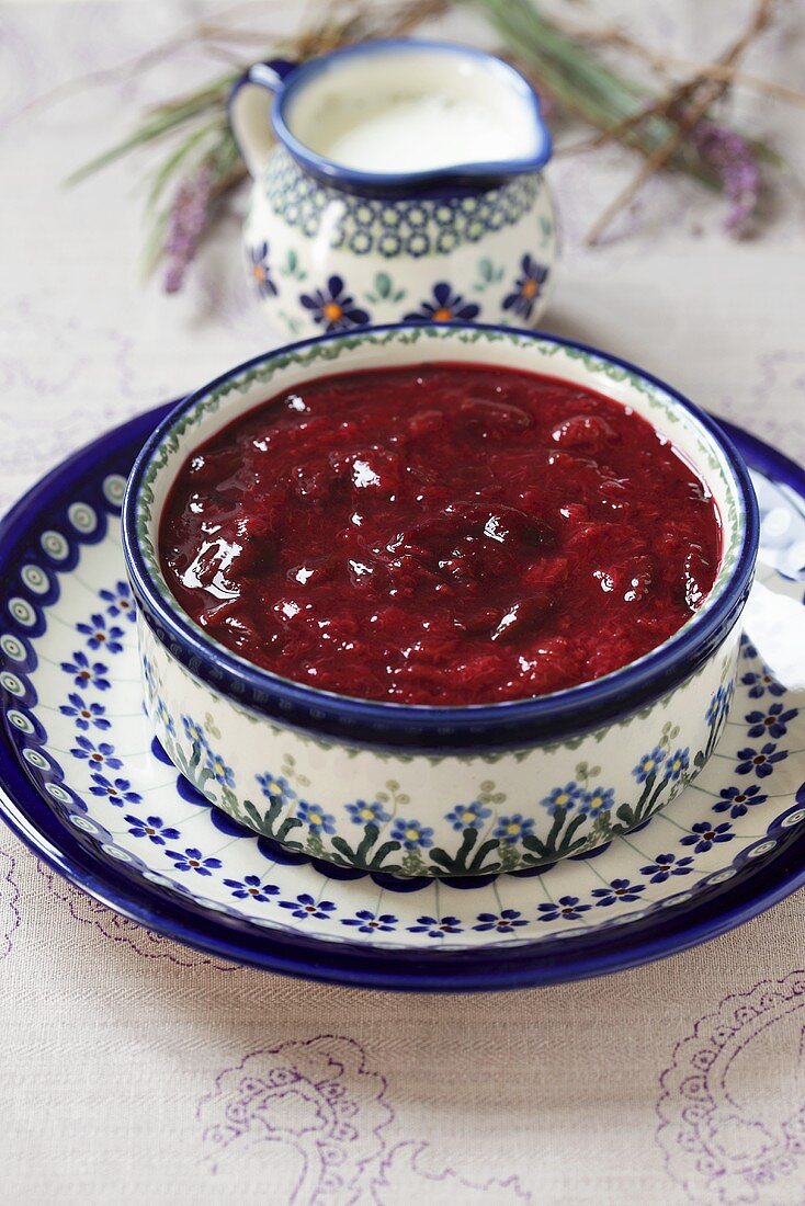 A bowl of plum jam
