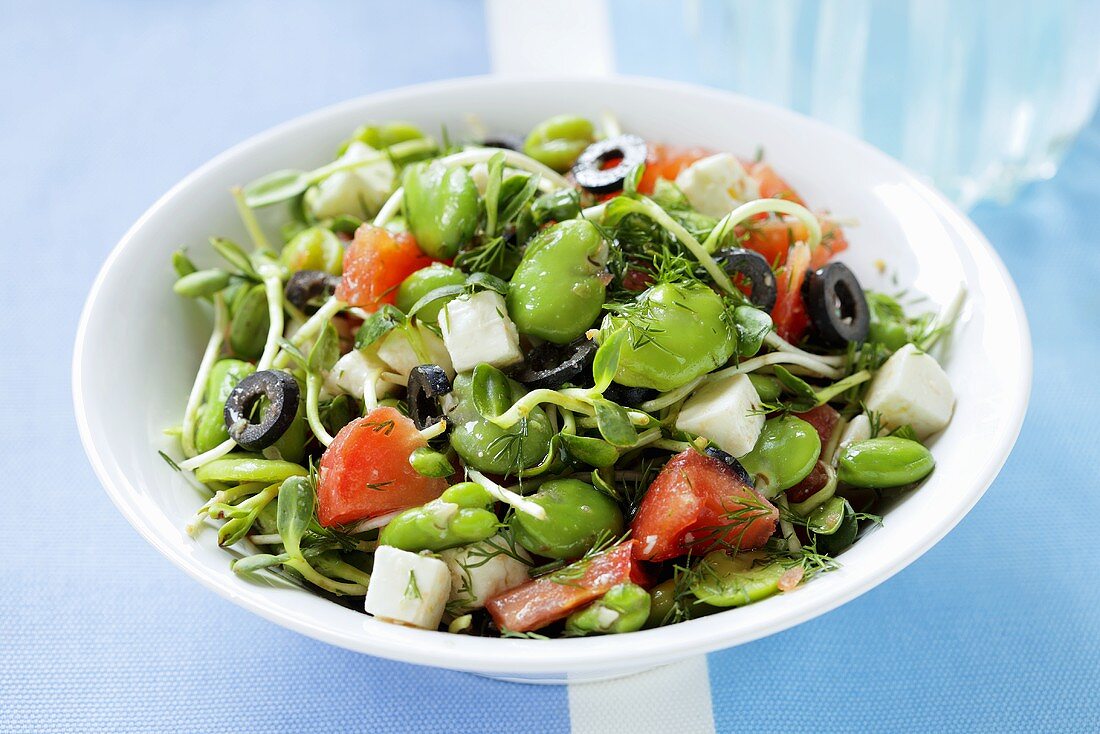 Broad bean salad with fried celeriac