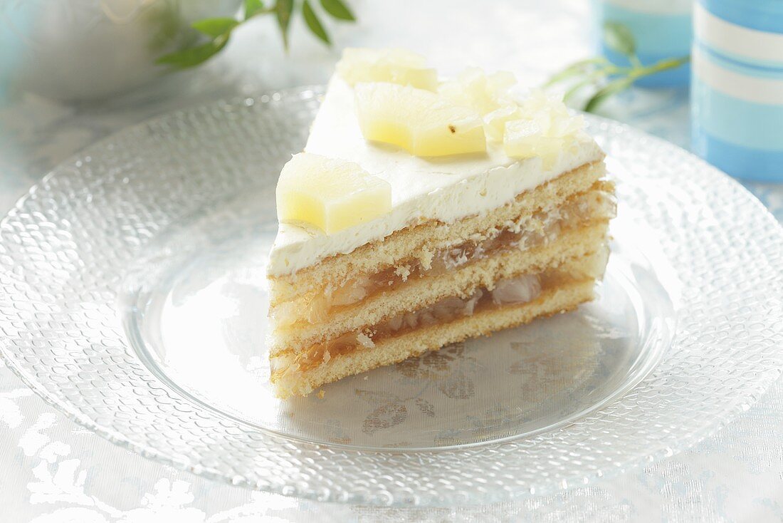 A slice of pineapple layer cake