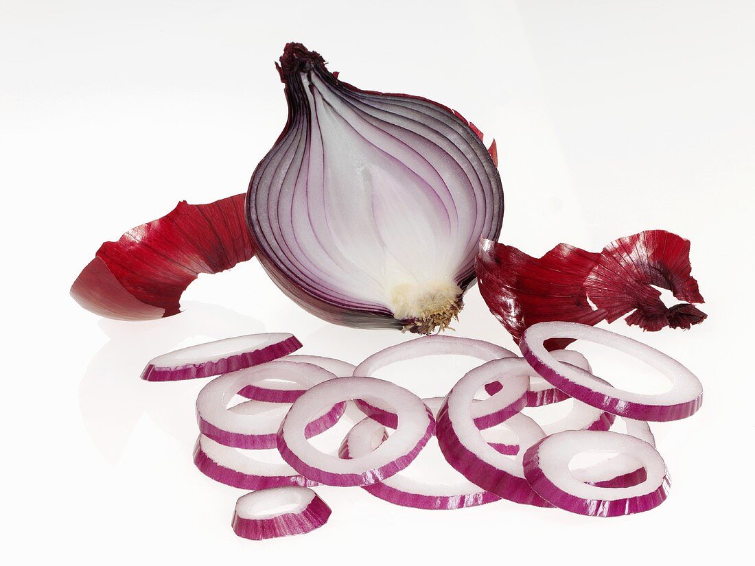Red onion, halved and sliced