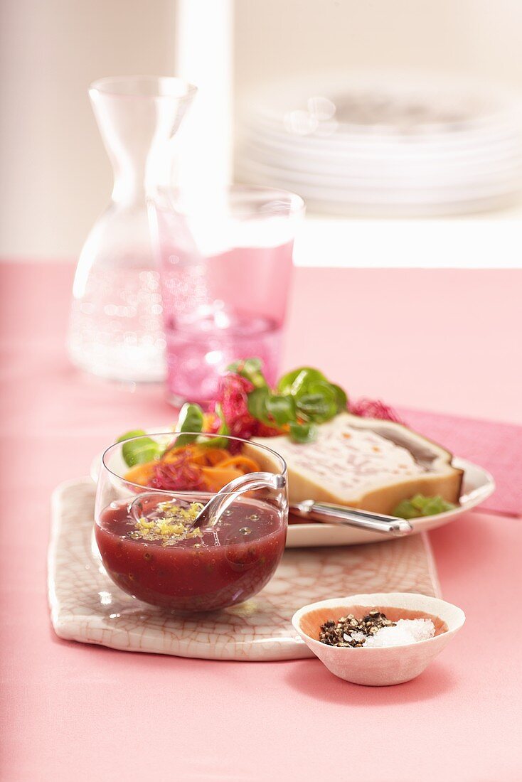 Fruity Cumberland sauce with ham pate in the background