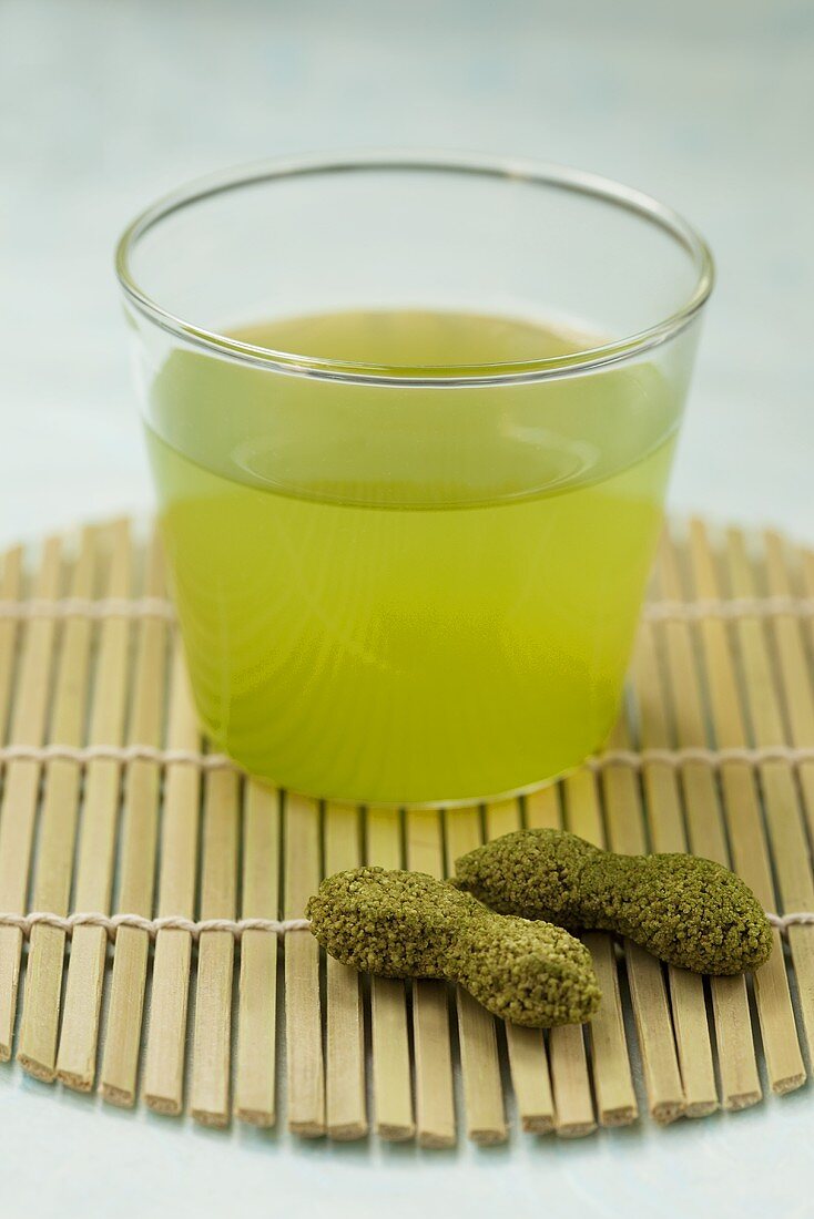 A glass of matcha tea