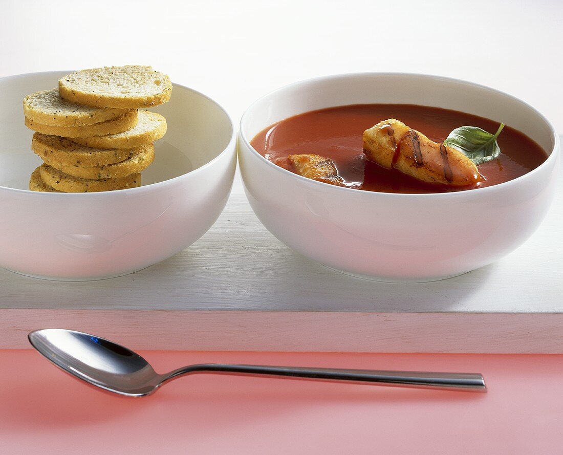 Tomato soup with grilled John Dory