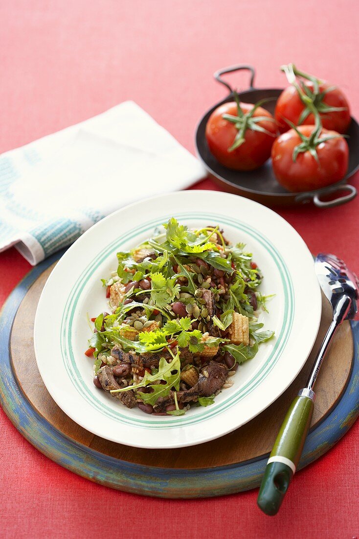 Mexican beef and rice salad