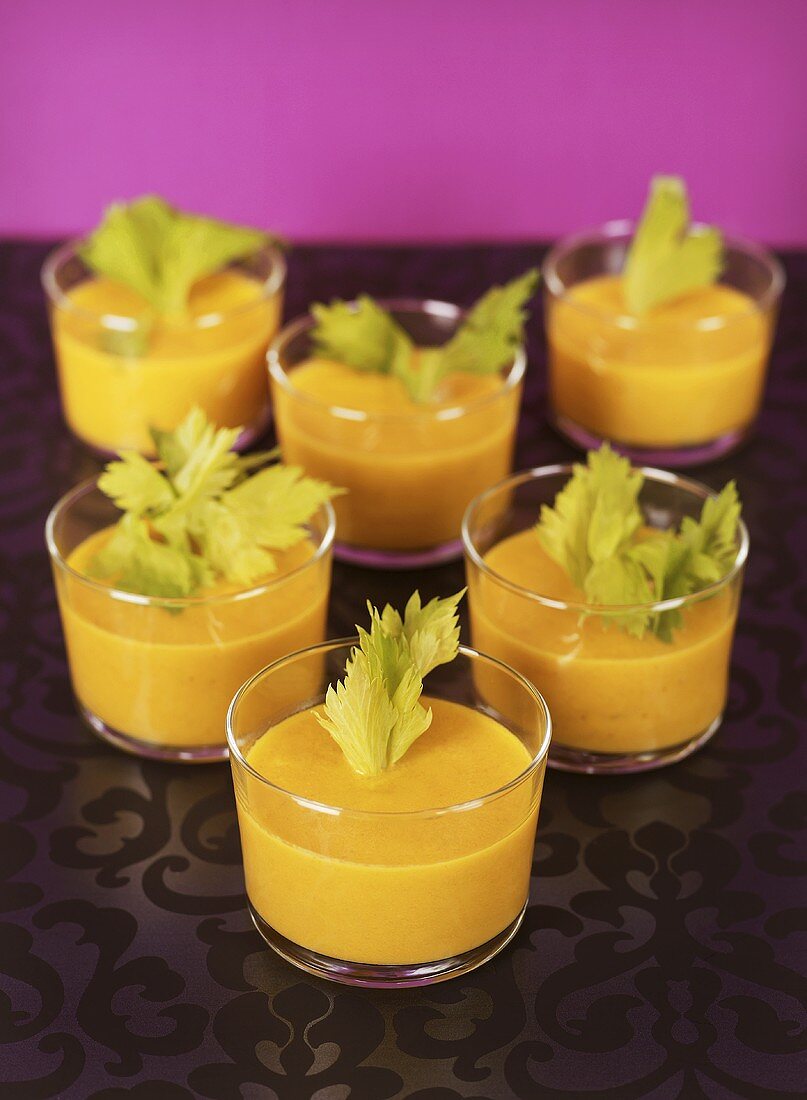 Carrot and pumpkin soup with celery