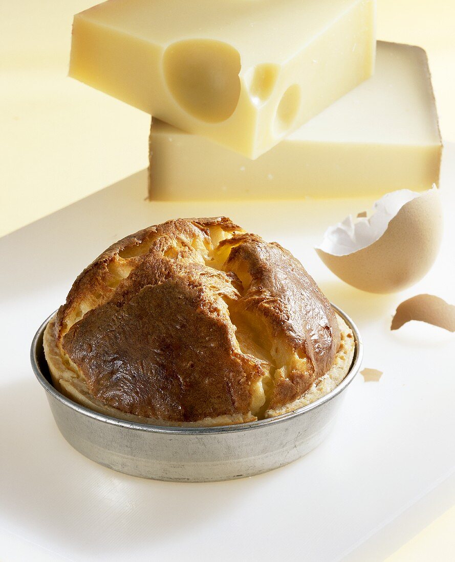 Cheese soufflé made with Emmental and Gruyère cheese