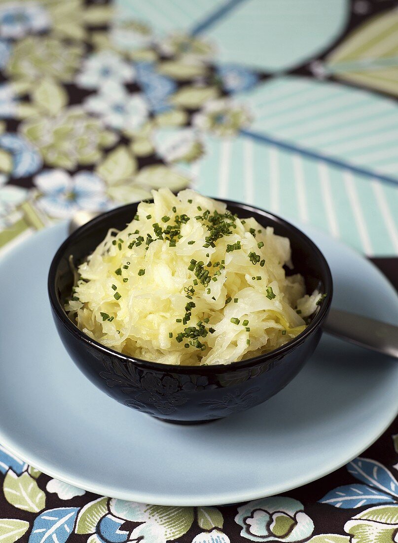 Apple sauerkraut in a small bowl