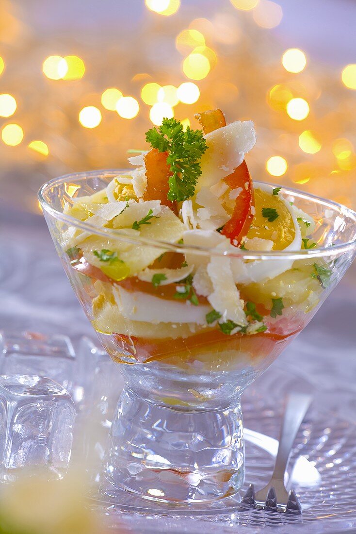 Egg, potato and pepper salad with Parmesan