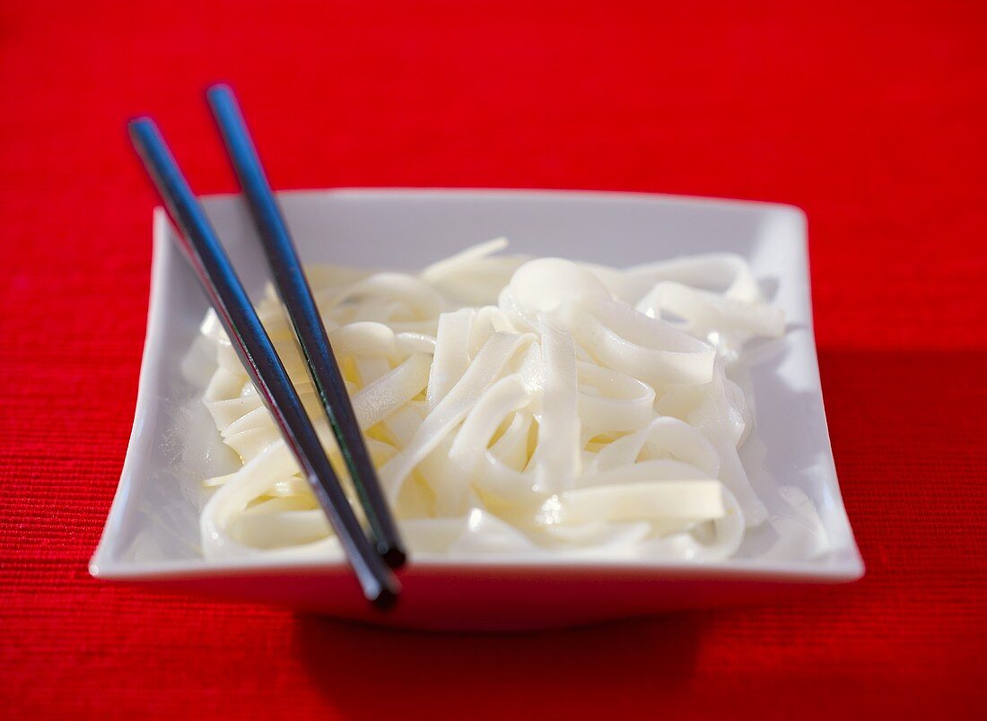 Rice noodles with chopsticks