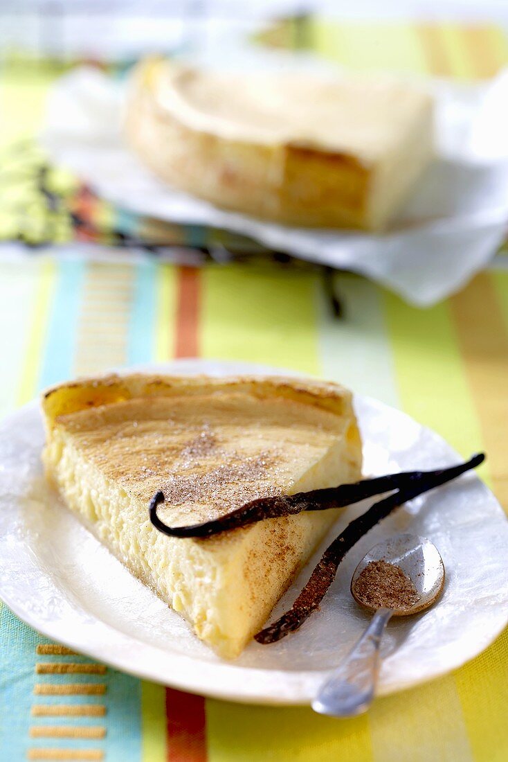 Milk tart (South African speciality) with cinnamon sugar