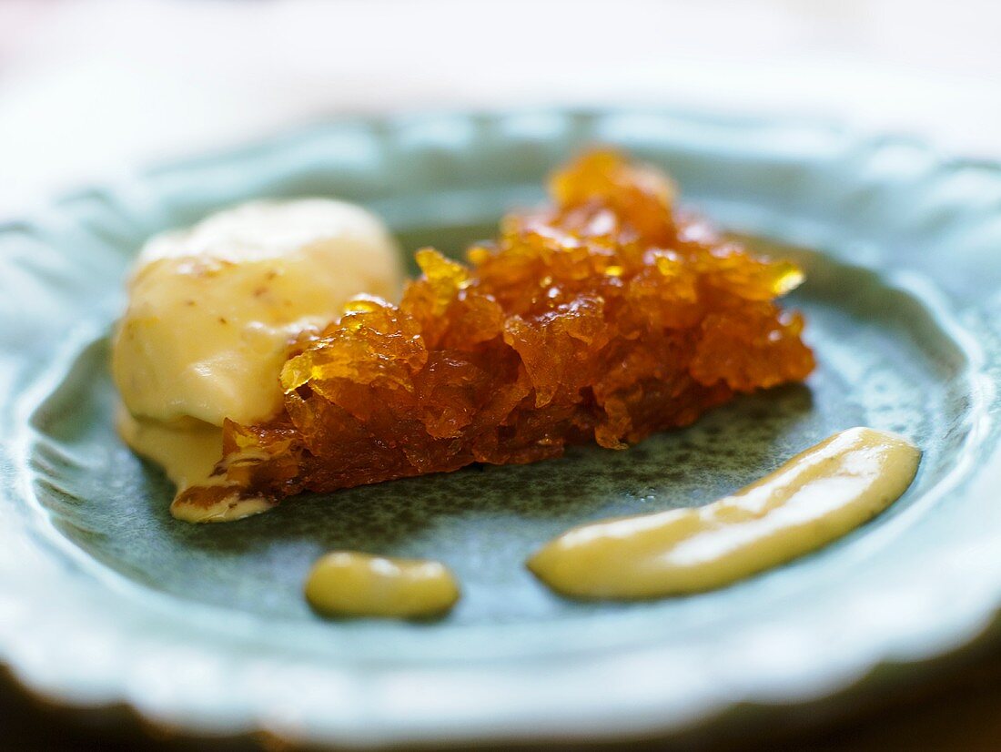 Candied orange with ginger ice cream