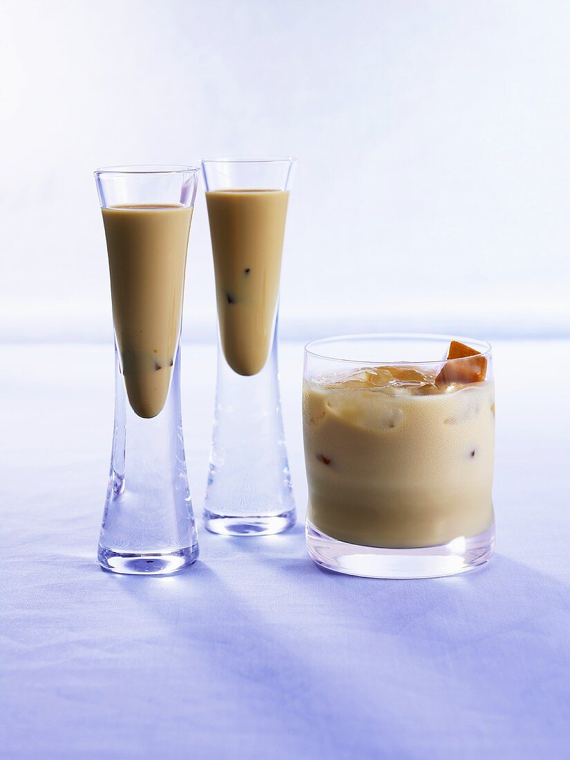 Two different drinks made with Baileys and caramels