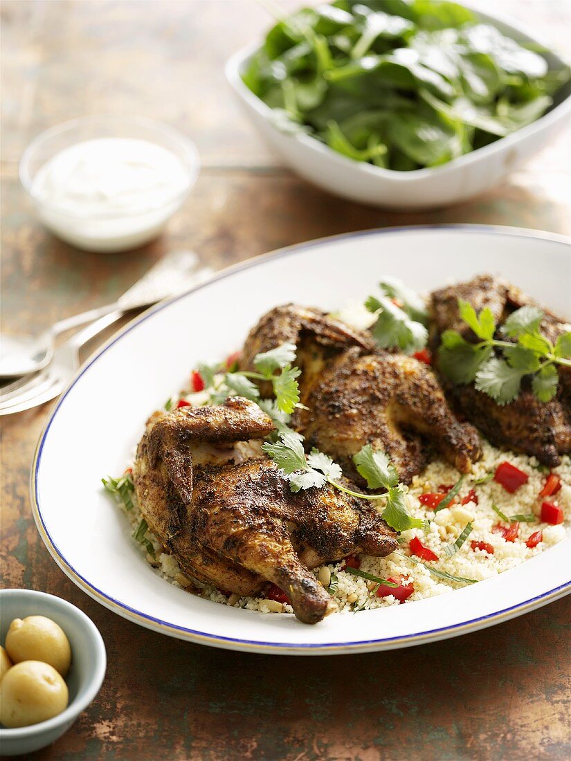 Moroccan grilled chicken on couscous