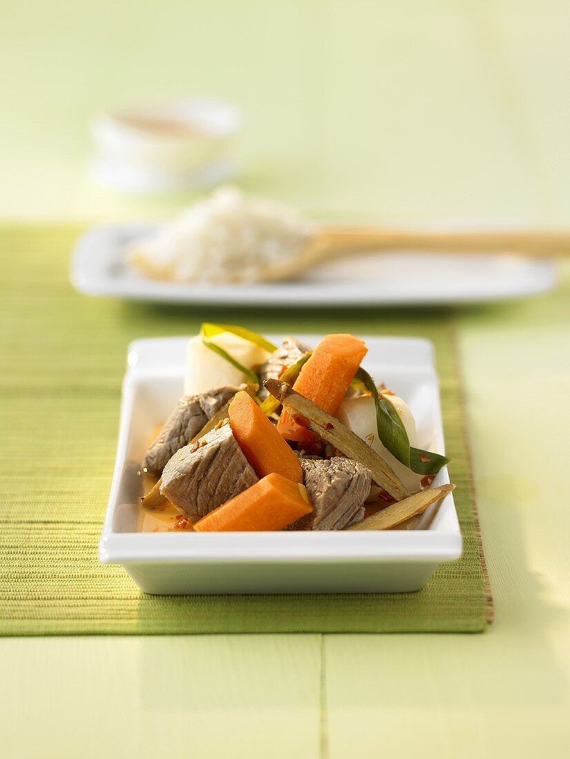 Boiled beef with vegetables
