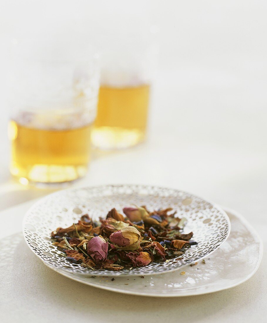 Rose tea with dried rose buds