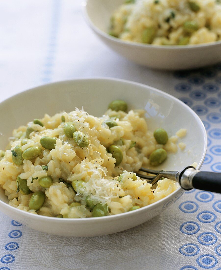 Risotto with green soya beans