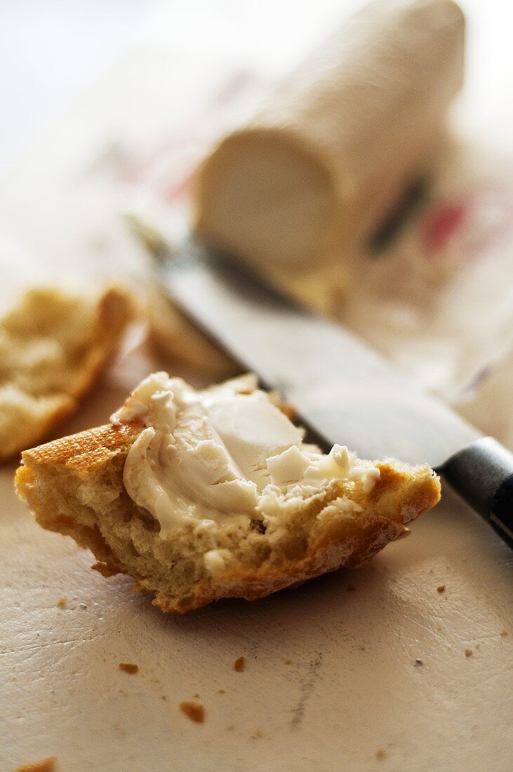 A baguette with St. Maure goat's cheese