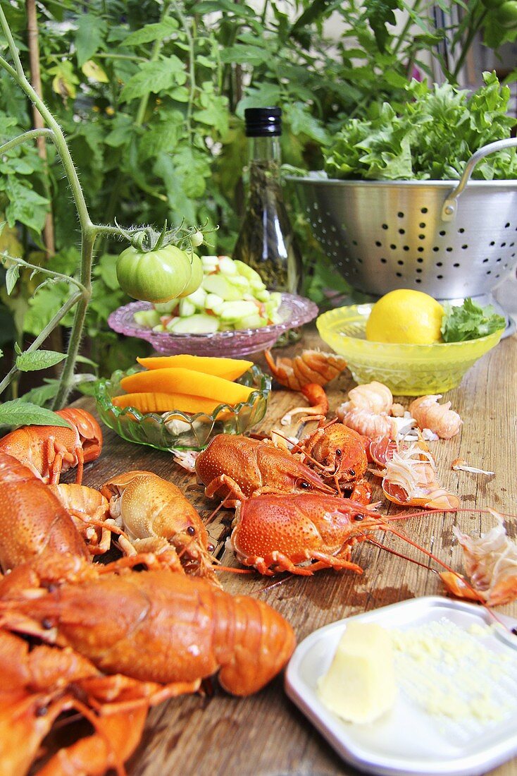 Ingredients for crayfish salad