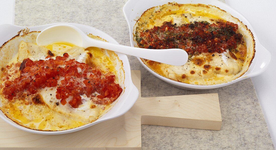 Fischgratin mit Tomaten-Sahne-Sauce