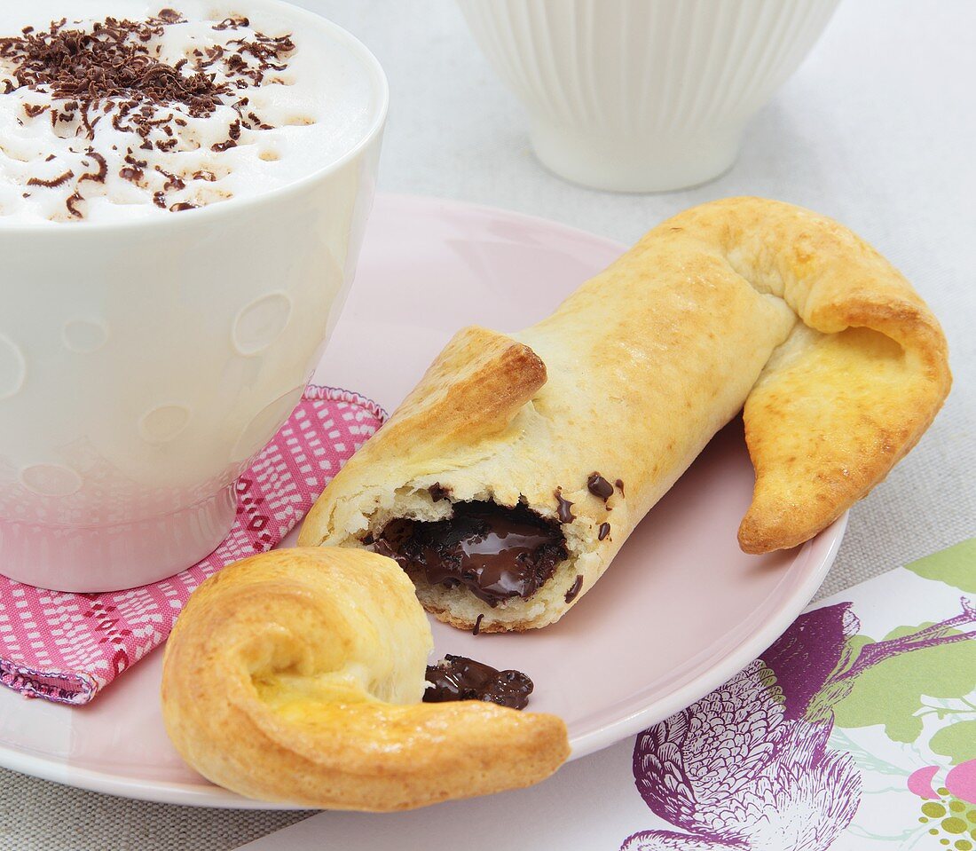 Pastry roll filled with chocolate