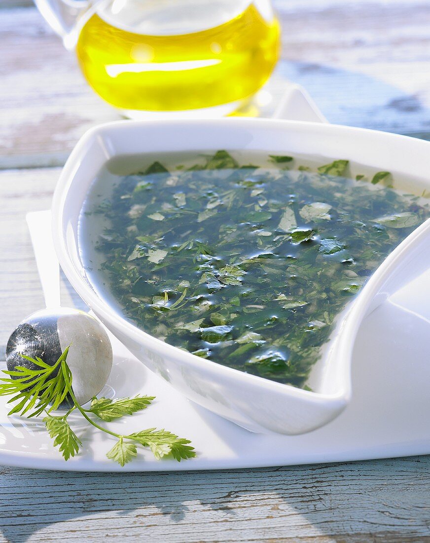 A herb marinade and olive oil