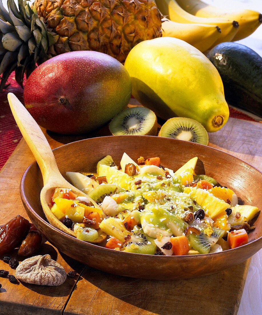 Exotic fruit salad with coconut