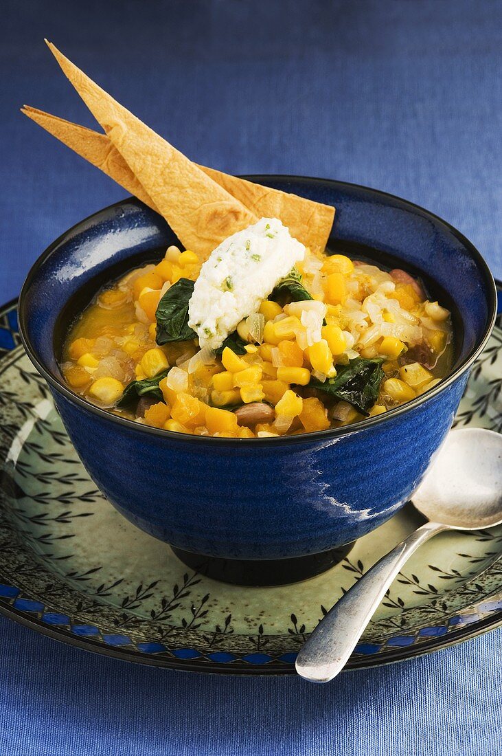 Bean and sweetcorn soup
