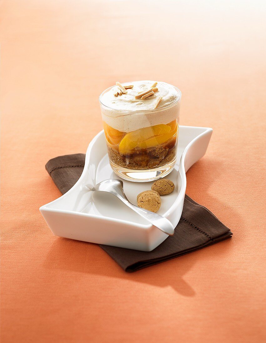 Peach and Amaretto layered dessert