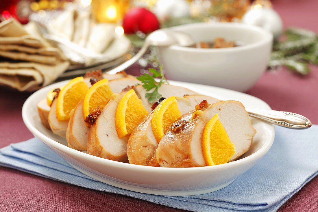 Christmas turkey breast with oranges for Christmas