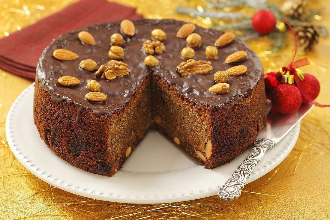 Christmas spiced cake with poppy, dried fruit and nuts