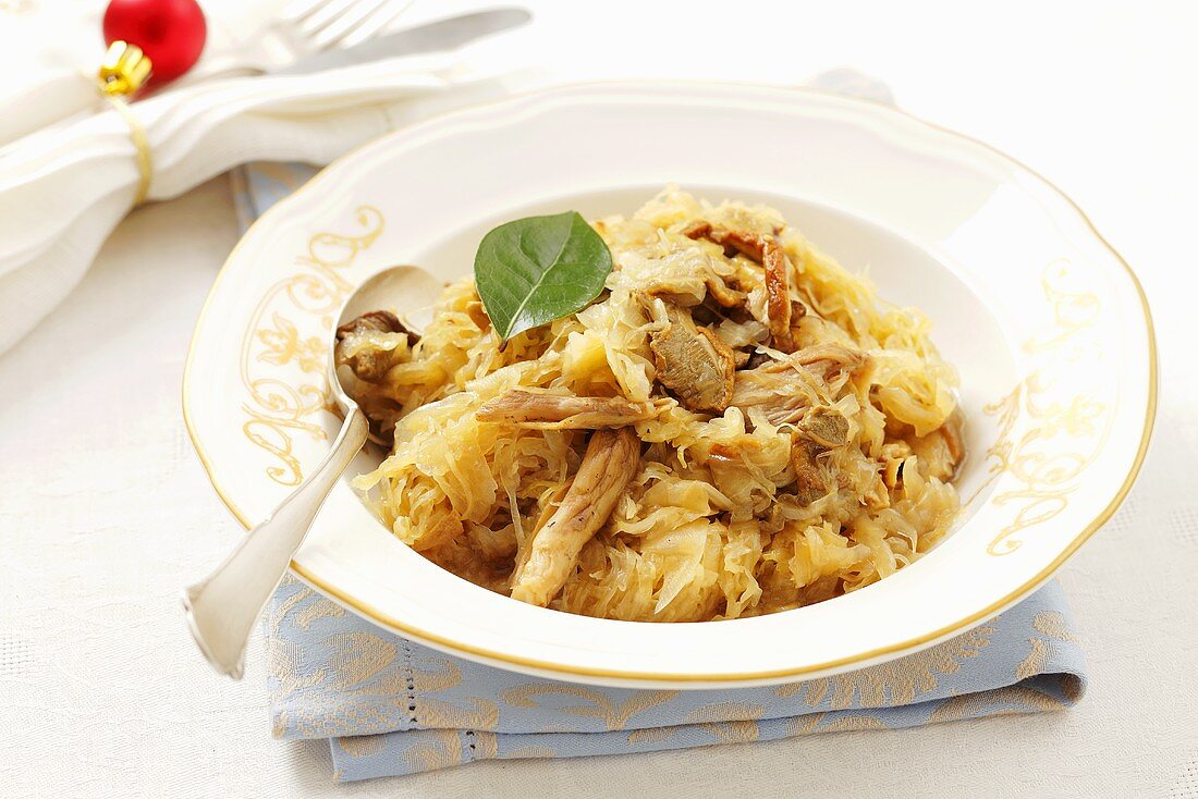 Sauerkraut with mushrooms for Christmas dinner