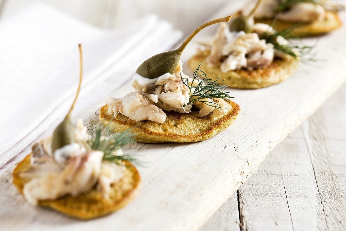 Blinis with mackerel