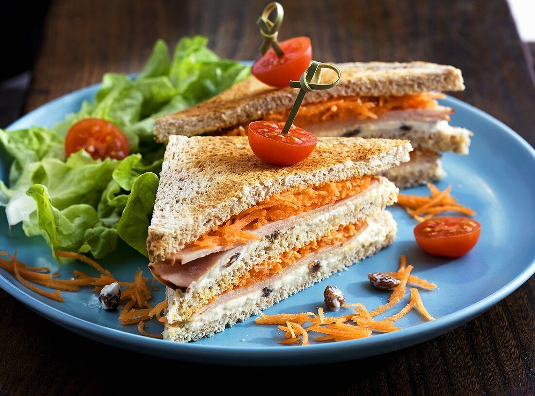 Turkey sandwiches with grated carrots
