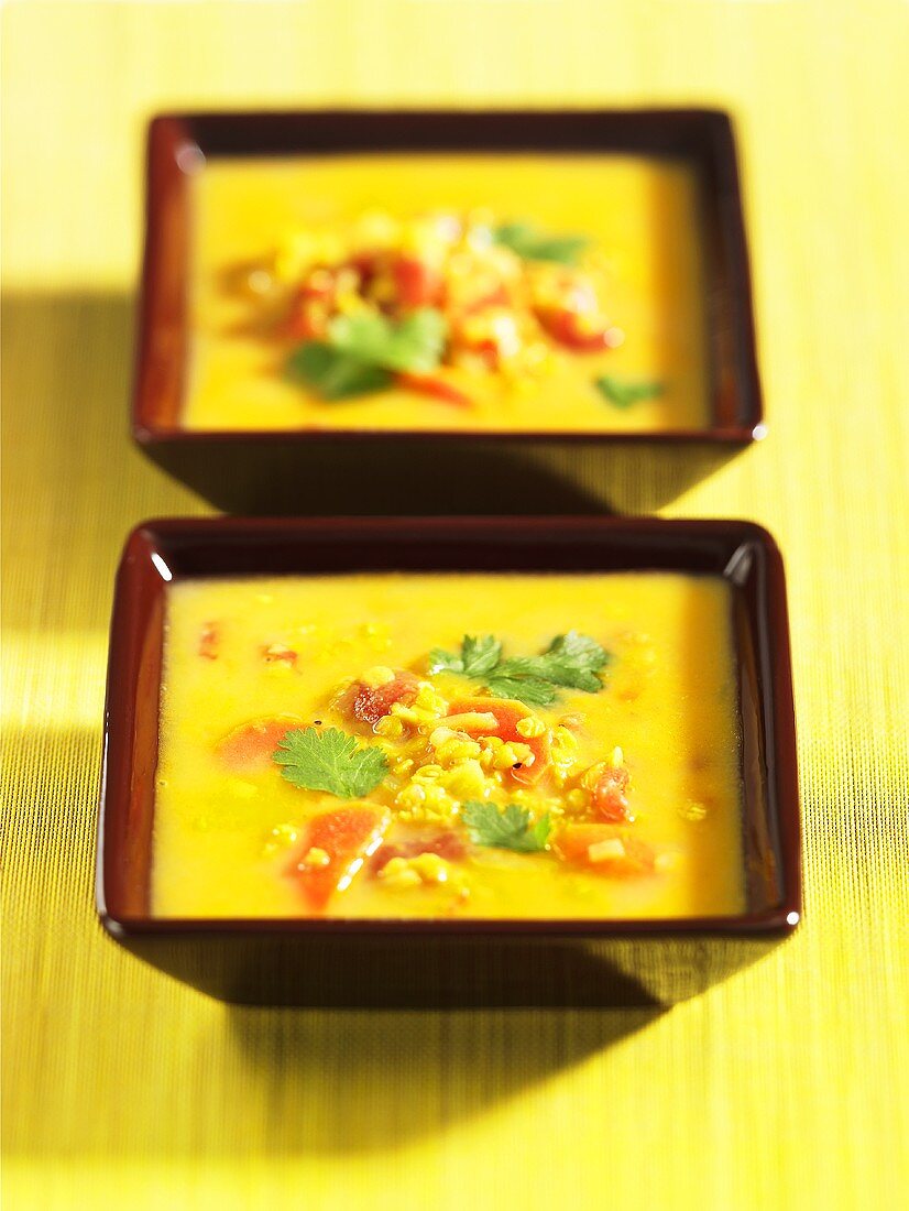 Lentil and carrot soup with coconut milk