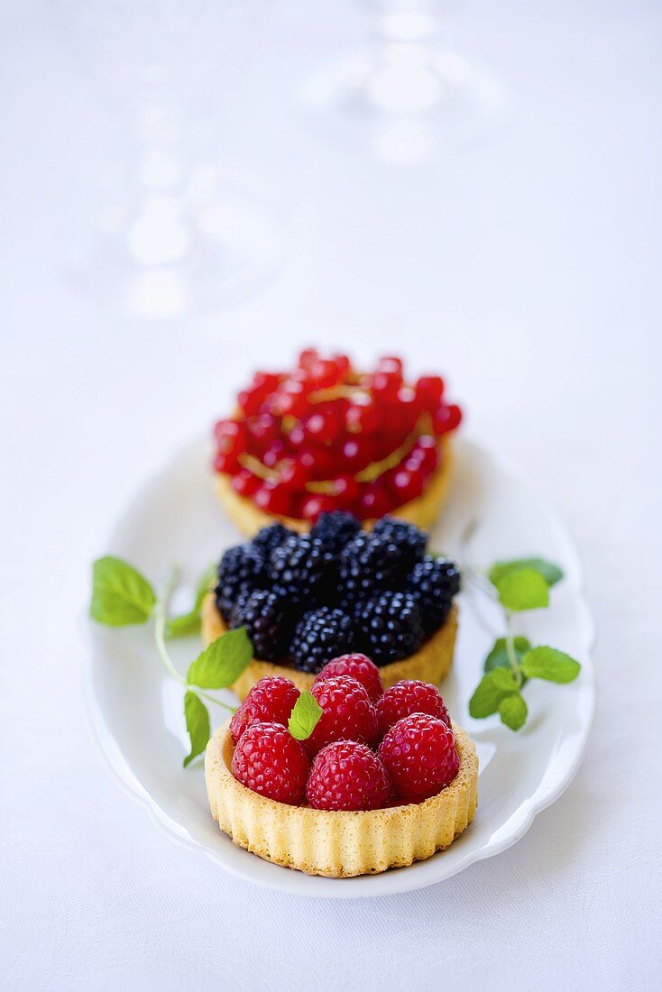 Raspberry, blackberry and redcurrant tartlets