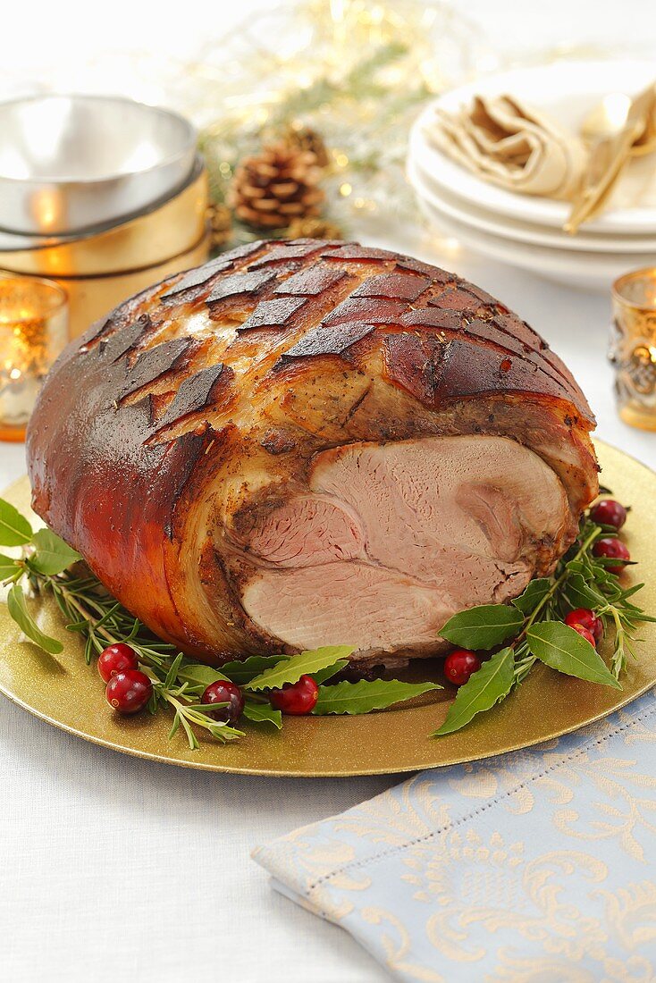 Roast ham for Christmas dinner