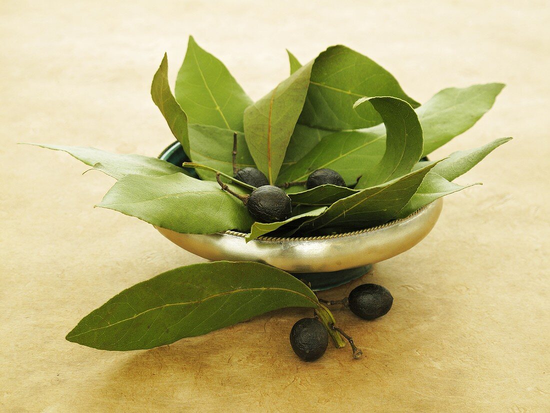 A bowl of bay leaves