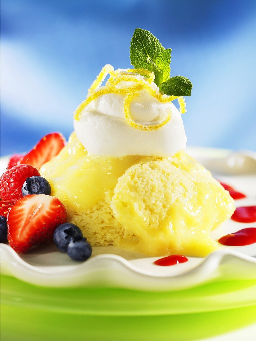 Sponge Pudding mit Buttermilch und Zitrone