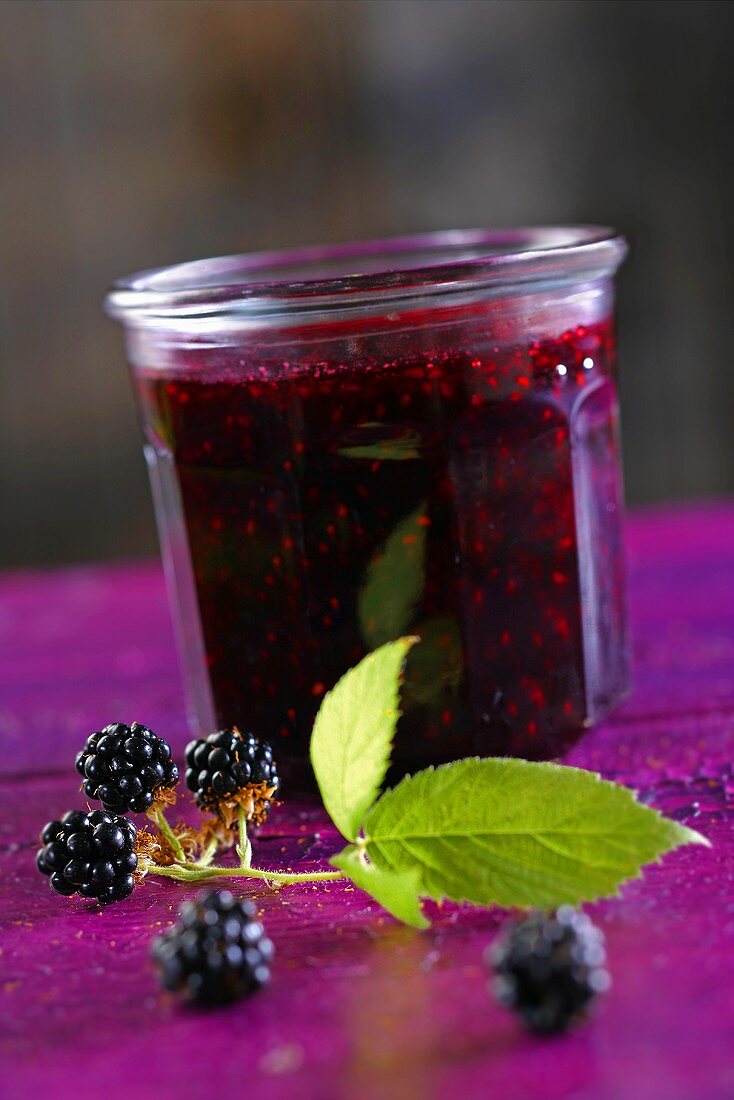 A jar of blackberry jam