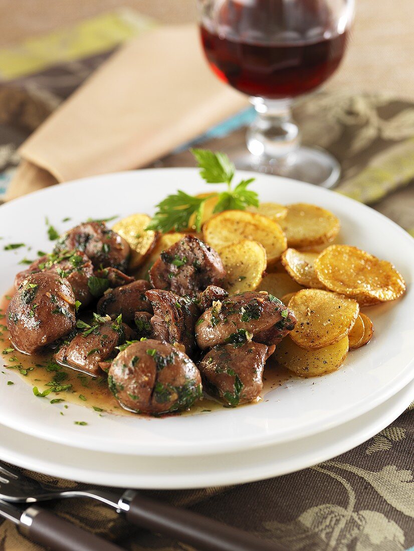 Pork kidneys with parsley and potatoes