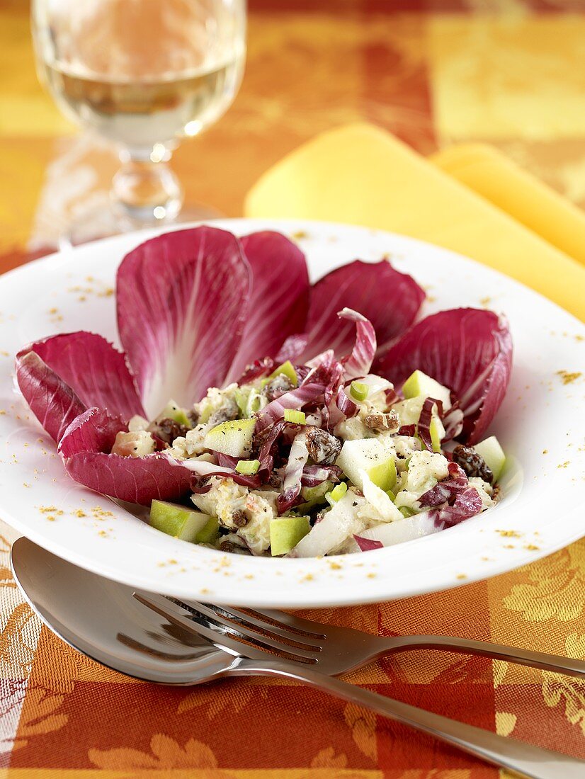 Radicchio with crab and apples