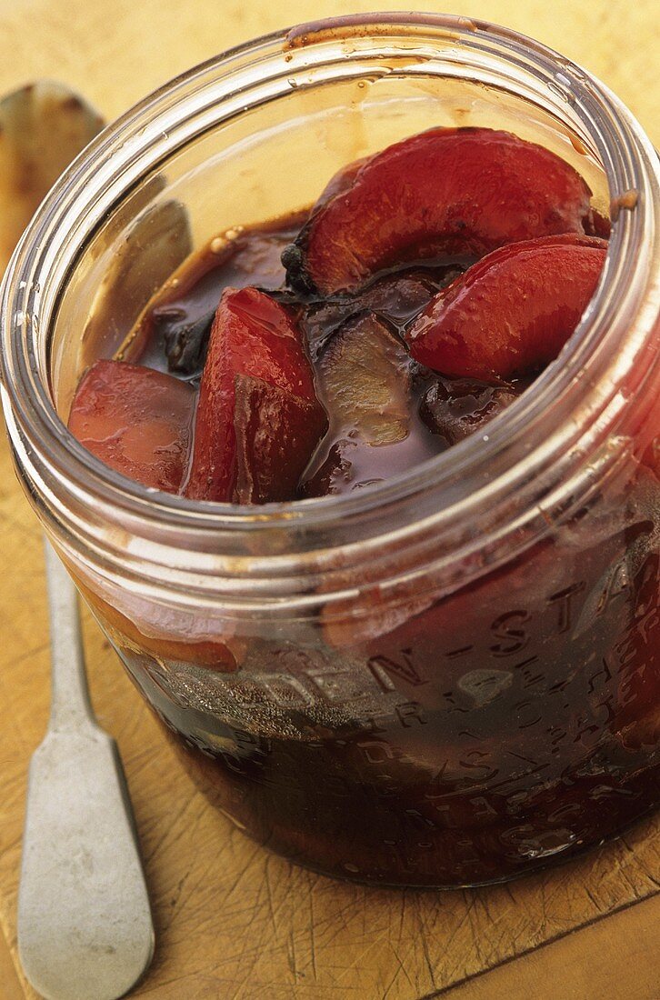 Plum jam in a jar