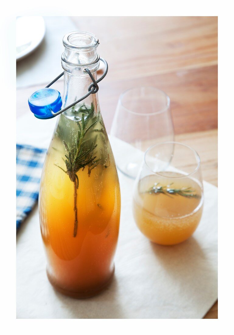 Ginger drink with rosemary