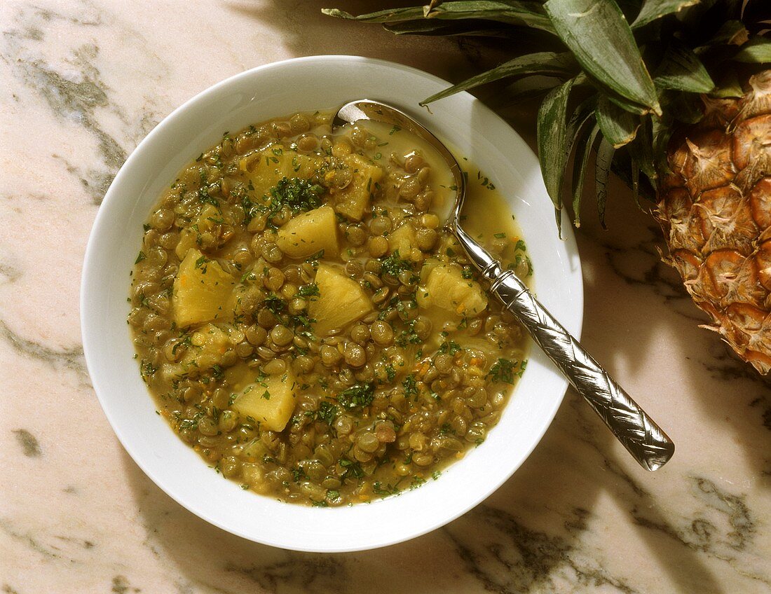 Lentil Soup with Pineapple and Coconut