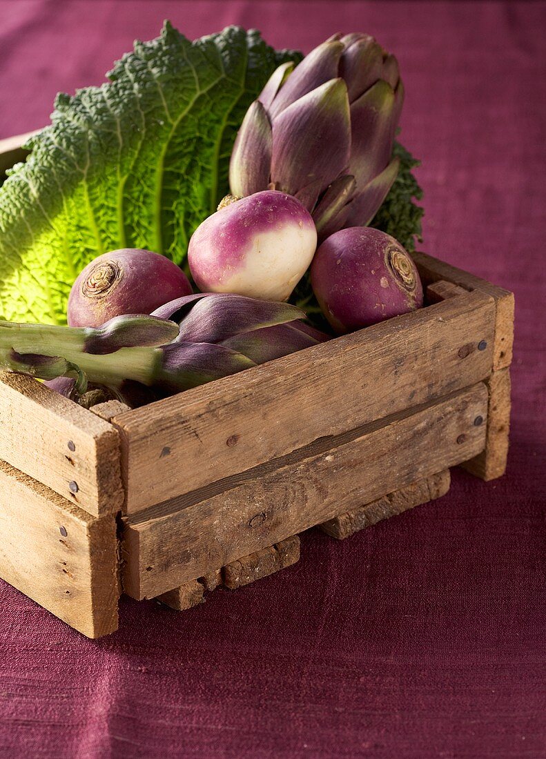 Fresh vegetables in a crate