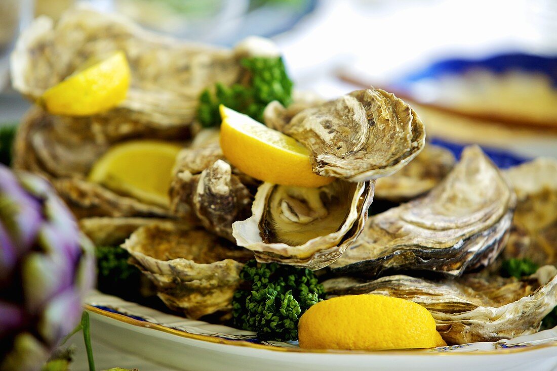 Fresh oysters with lemon